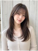 セミロングレイヤー×小顔ハッシュカット20代30代40代池袋