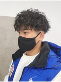 刈り上げマッシュショート波巻きスパイラルパーマツーブロック