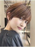 30代40代50代耳かけショート前髪なしハンサムショートカット9618