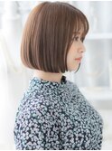 ■くすみベージュ前下がり切りっぱなしボブ308-3越谷30代40代