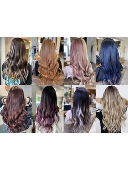 インナーカラー大人気！イルミナカラーなどの豊富な薬剤で高発色カラーを実現！プルエクステとの相性◎