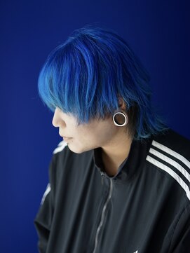 ボブ 金沢(BOB) 10代20代メンズハイトーンカラーブルーウルフ