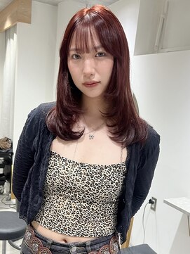 アイトーキョーエス 渋谷(AI TOKYO S) チェリーレッドブリーチなしダブルカラーミディアムレイヤー渋谷