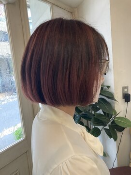 アミュレ(Amule) 大人ボブ重め顎ラインボブ可愛い赤髪暖色カラーチェリーレッド