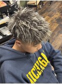 メンズパーマ　ホワイトメッシュ　メンズメッシュ
