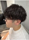 波巻きツーブロックマッシュ