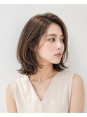 大人くびれボブ×透け感ブラウン