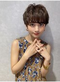 大人可愛いシースルーバング×丸みショ