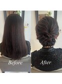 アップ　大人ヘア　ビフォーアフター　お呼ばれヘア