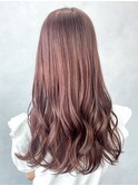 ピンクロング_ハッシュカットフルバングレッドブラウン_ba477443
