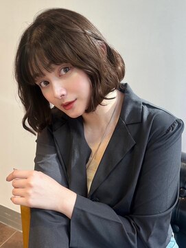 ヴェイン 渋谷(vain) ボブパーマ アプリコットオレンジ