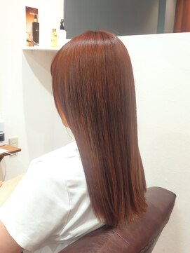 ヘアー グリーン(hair green) 30代40代50代/ミディアムストレート/オレンジレッド