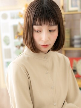 カバーヘア ブリス 上尾西口店(COVER HAIR bliss) ★ぱっつんバング艶感ストレート切りっぱなしボブ30代40代★1