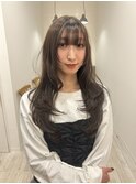 韓国ヘアー顔周りレイヤーおくれ毛ミディアム前髪長岡/新潟/宮関