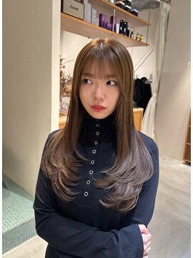 エルム 原宿 表参道(yelm) ワンカールレイヤー/ブリーチ無しオリーブベージュ