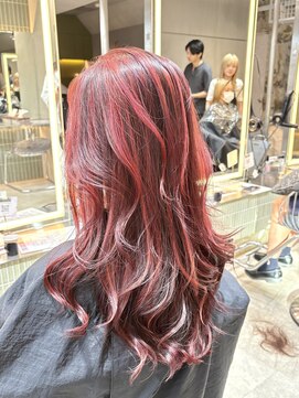 ロンドクロエ 横浜(Lond Chloe) ★コントラストハイライト!チェリーレッド!ワインレッドカラー