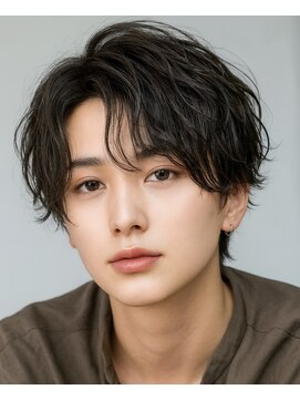 フェミニンミディアムレイヤー色気パーマ