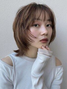 ミンクス渋谷スマートサロン(MINX shibuya smart salon) 大人レイヤーボブ ×フェイスレイヤー× 透け感ブラウン