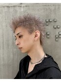 ピンクベージュカラー　スパイキーショート　鹿児島メンズ
