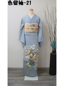 きものサロン すずめ屋 レンタル色留袖-21（花々、正絹三つ紋）