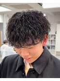 波巻きパーマメンズツイストスパイラルパーマツーブロック