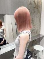 ソル 栄矢場町(SOL)&nbsp;ピンクオレンジ/ピンクカラー/ハイトーンボブ/名古屋美容院