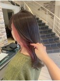 オリーブベージュ×くすみピンク
