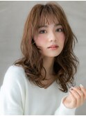 ヘーゼルブラウンエアリーミディアムウェットヘアX大宮20代30代