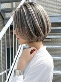 ハイライト/ボブ/切りっぱなしボブ/前髪なし
