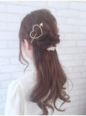 編み込みハーフアップ