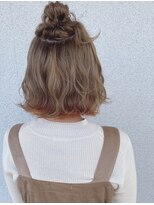 カノンヘアー(Kanon hair)&nbsp;オレンジのインナーが可愛いお団子ヘア