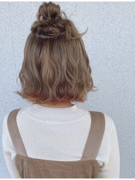 カノンヘアー(Kanon hair) オレンジのインナーが可愛いお団子ヘア