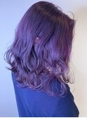 purple hair × bob wave