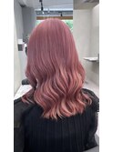 ピンクカラー　ブリーチカラー　暖色カラー　ピンクヘア