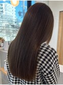 サラツヤロングベージュカラーブリーチしない透明感カラー