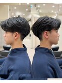センターパート×ニュアンスパーマ