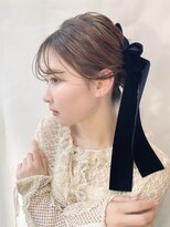 お呼ばれヘアアレンジ/ベロアリボン/大人かわいい【銀座】