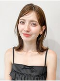 くびれヘアアプリコットオレンジ夏ヘアハイライトカラー