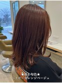 ベイビーオレンジベージュ/ミディアムレイヤーカット