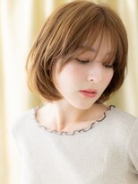 モッズヘア 越谷(mod's hair)&nbsp;オレンジベージュ小顔ミニボブレイヤースタイルY越谷30代40代