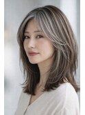 ミディアムレイヤー &nbsp;白髪ぼかしハイライト