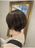 丸みショート×ベージュハイライト