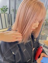 ヘア デザイン ヴェルダ(hair design Verda) 【verda】クリアコーラル×ことりベージュ×切りっぱなしボブ