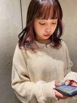 ビビト(bibito) bibito インナーカラー　ピンク　オレンジ　ブリーチカラー