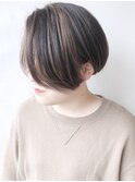 【morio 原宿】外国人風カラーハイライト　ショートボブ前髪なし