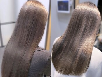 ビューティーデザイン ルクソー(LUXUEUX)の写真/【春日／駐車場有】自然な仕上がりが大好評◎毛先まで潤う縮毛矯正で、思わず触れたくなるようなツヤ髪に♪