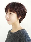 丸みショート・ボブ/丸顔/前髪あり/絶壁解消/20代/30代/長め