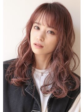 ポイントファイブバイソレイユ 豊橋駅前大通店(.5 by SOLEIL) ロングパーマ風コテ巻きヘアブリーチベリーピンク