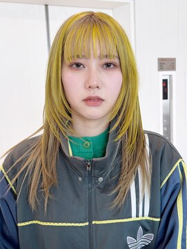 アルバム 銀座(ALBUM GINZA) ハイトーンブリーチ前髪カットロング顔周りレイヤー_F20563