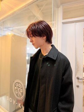 ソイクフ(SOY KUFU) 20代30代40代◎大人かっこいいミディアムウルフボルドーカラー